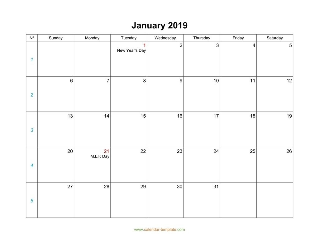 Monthly Calendar Monday Start Week | Calendar Template