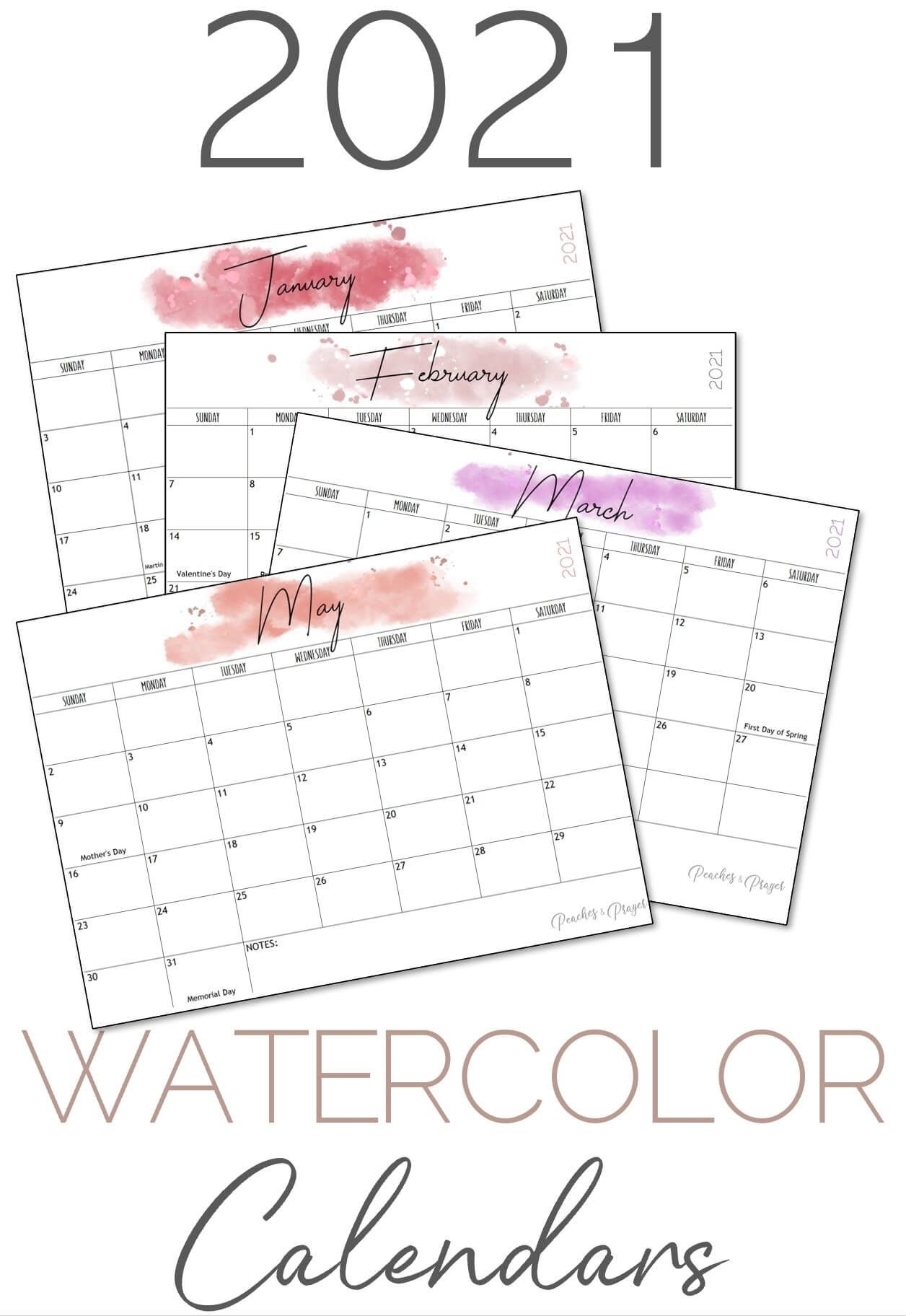 Monthly Calendar With Writing Space Printable 2021 | Best