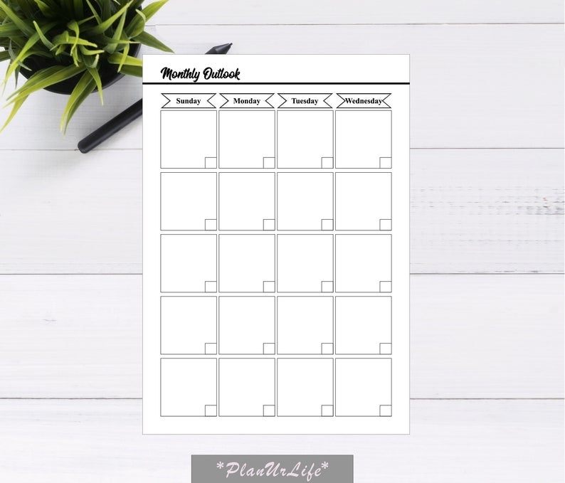 Monthly Planner Undated Monthly Calendar Undated Printable