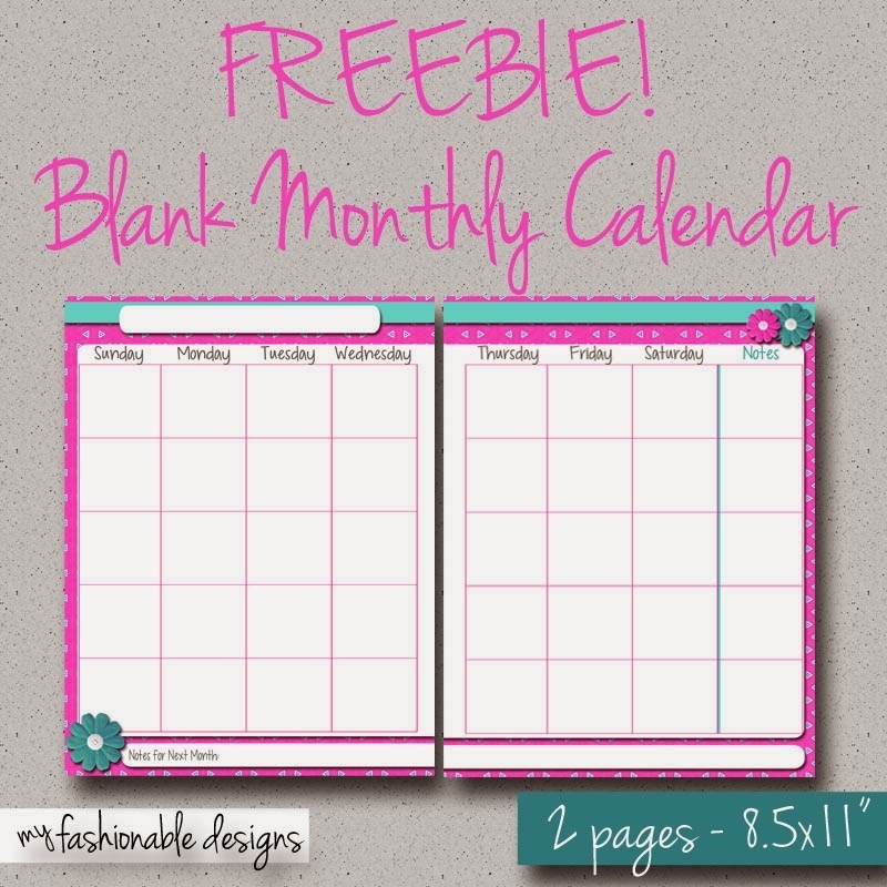 My Fashionable Designs: Free Printable 2-Page Monthly