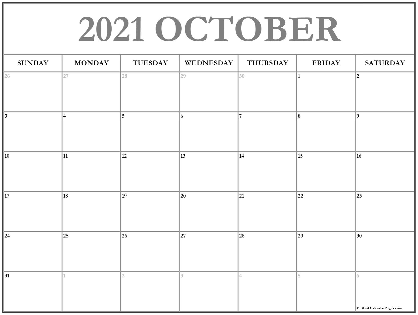 October 2021 Calendar | 56+ Templates Of 2021 Printable