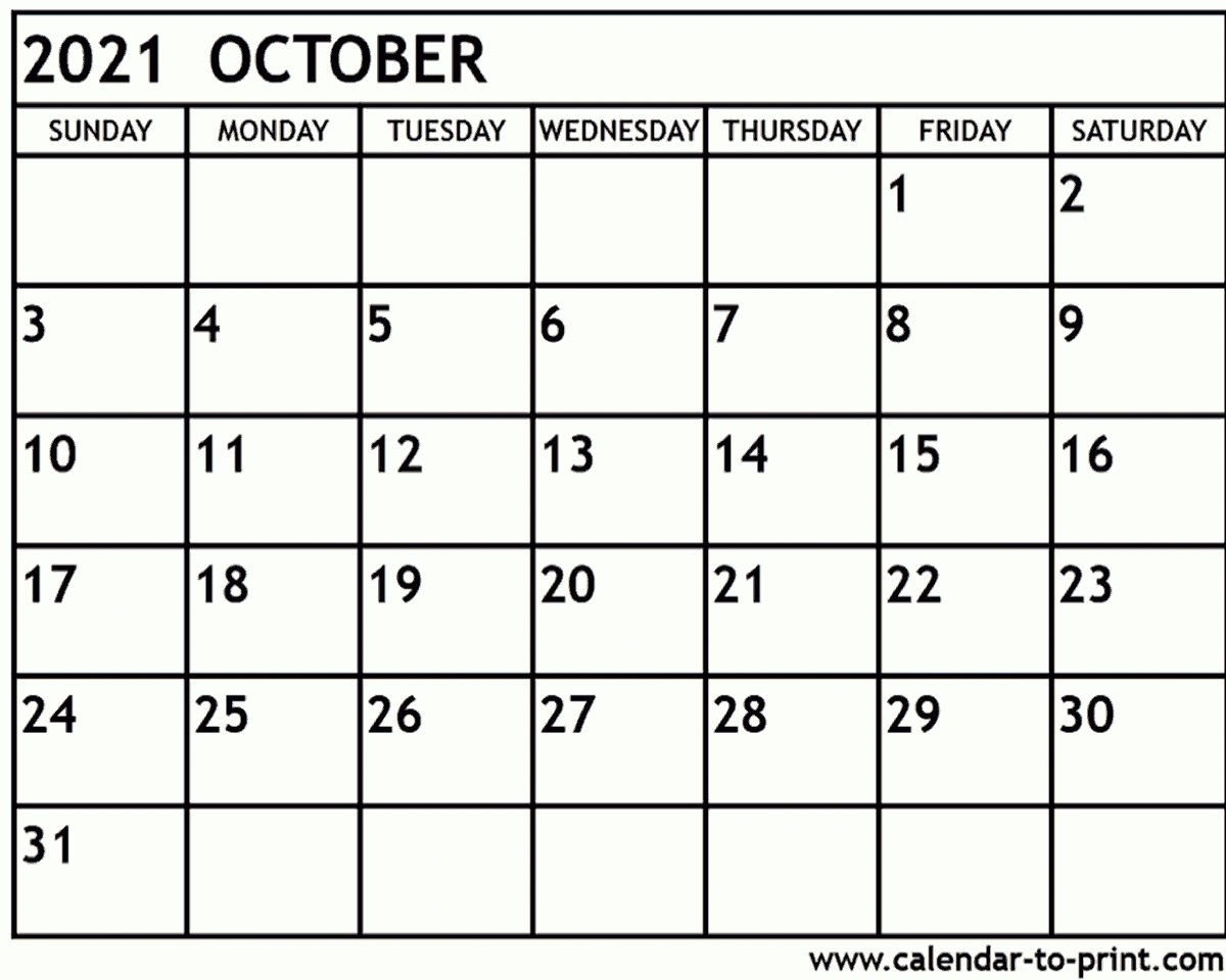 October Calendar 2021 | Month Calendar Printable