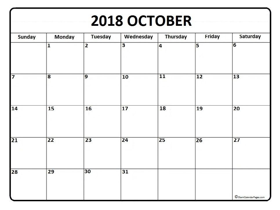 Free Editable October Calendar Template 8.5X11 Month Calendar Printable