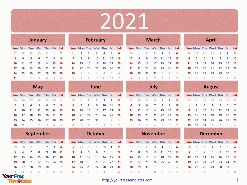 Perfect Free Printable Editable 12 Month Calendar 2021