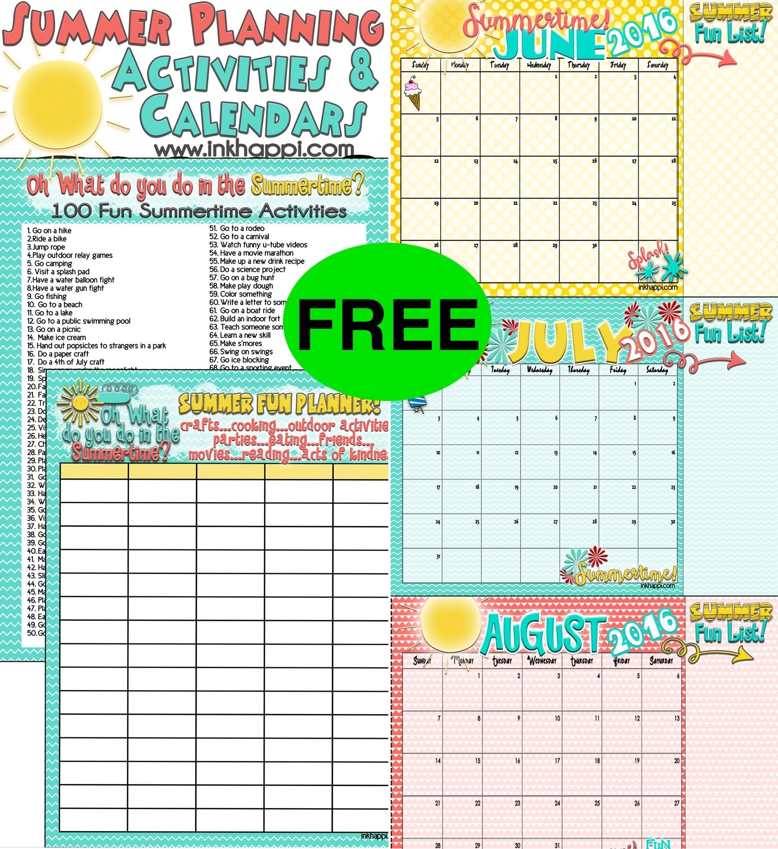 Free Printable Summer Calendar Month Calendar Printable