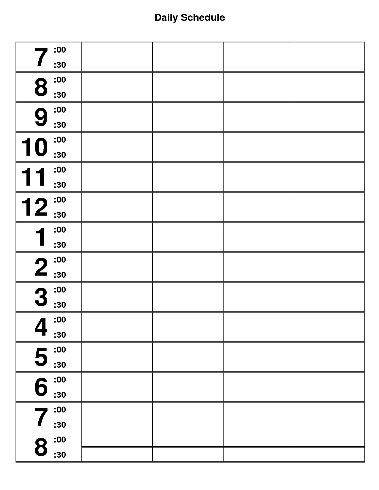 Planner 15 Minute Increments | Ten Free Printable Calendar