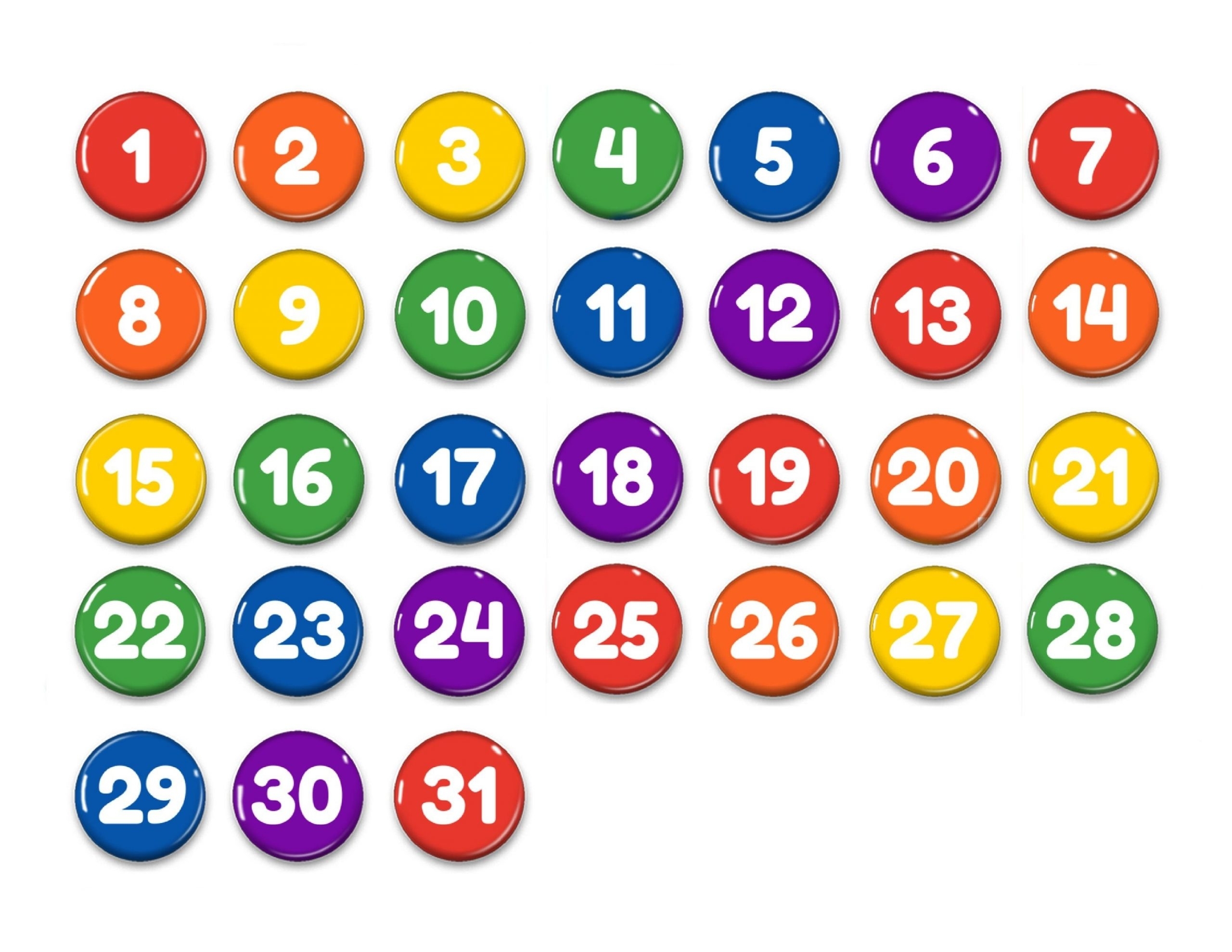 Preschool Numbers 1-31 | Best Calendar Example