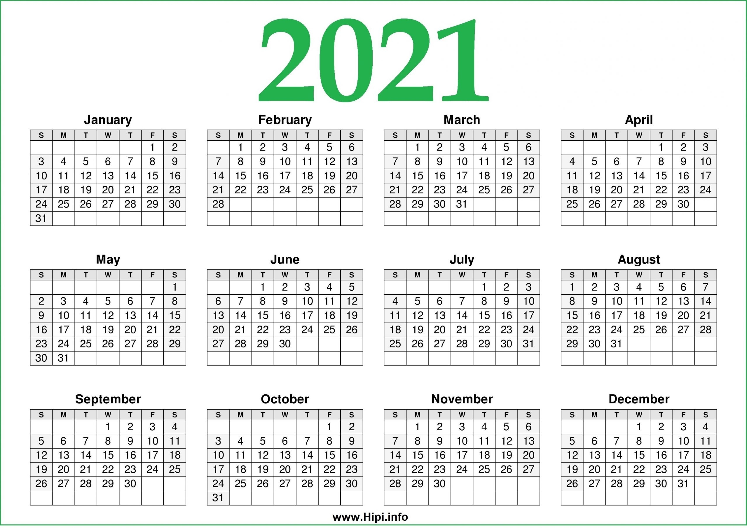 Print Free 2021 Calendar Without Downloading | Calendar