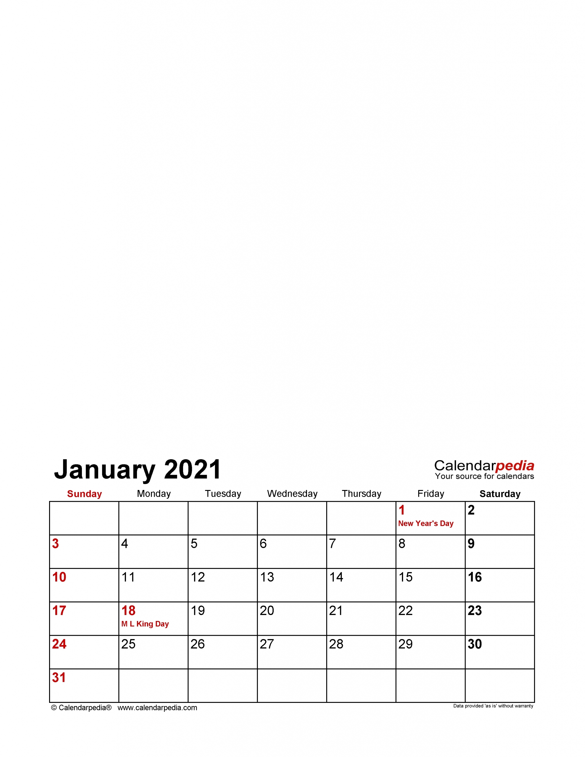 Calendar 2021 Write In Month Calendar Printable