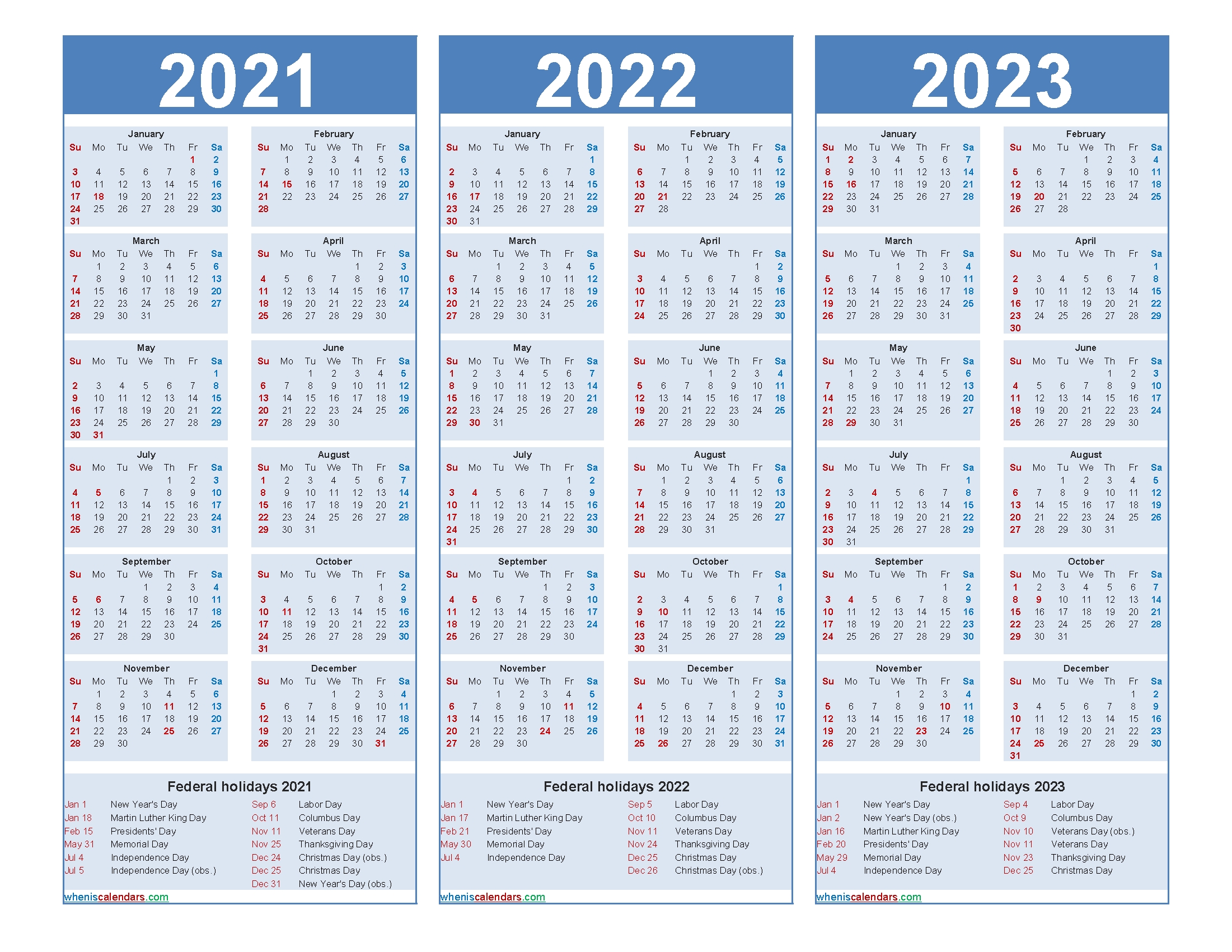 Calendar 2021 – 2023 | Month Calendar Printable