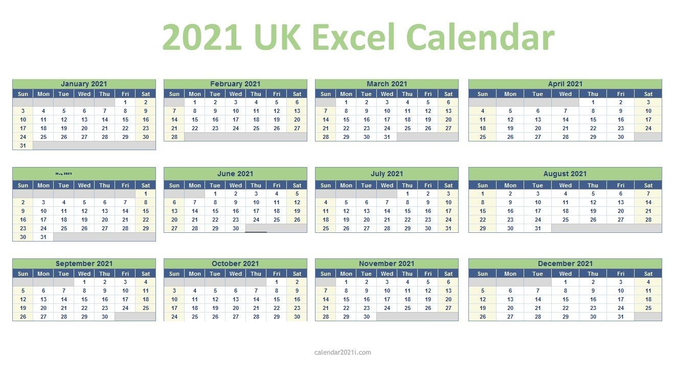 Printable 2021 Calendar Uk Excel - Newreay