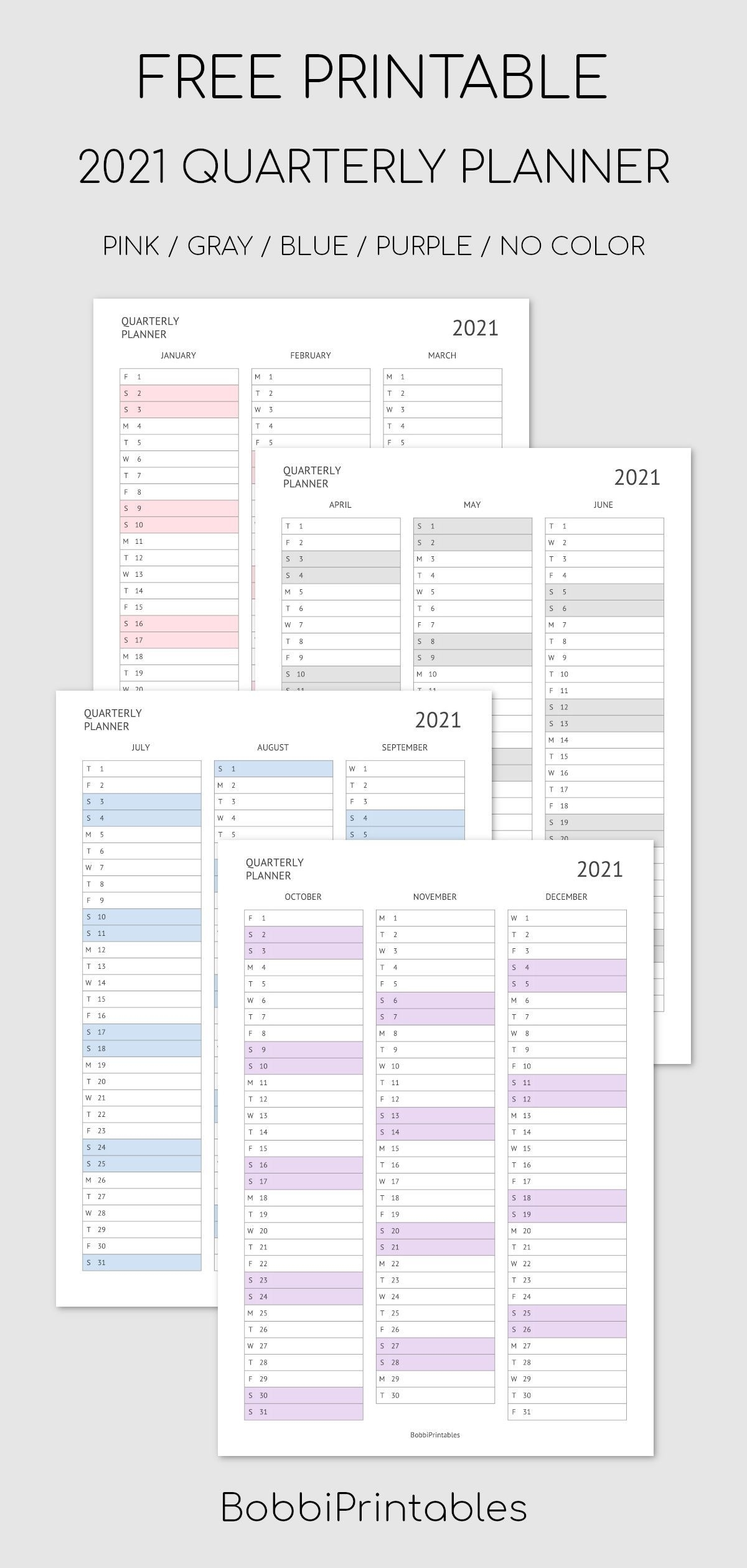 Printable 2021 Quarterly Planner / Calendar | Quarterly