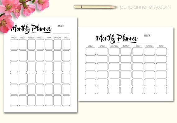 Printable Black And White Monthly Organizer, Undated