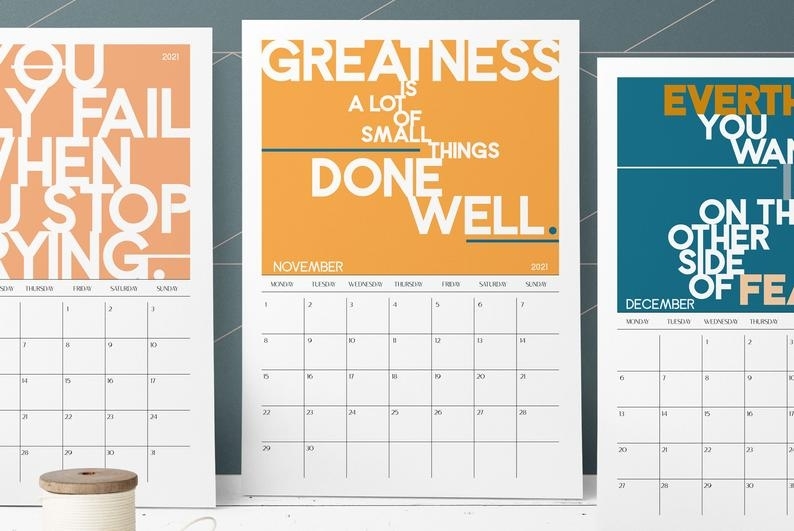 Printable Calendar 2020 &amp; 2021 With Motivational Quotes