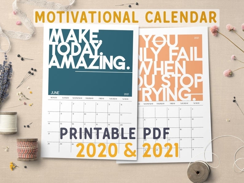 Printable Calendar 2020 &amp; 2021 With Motivational Quotes