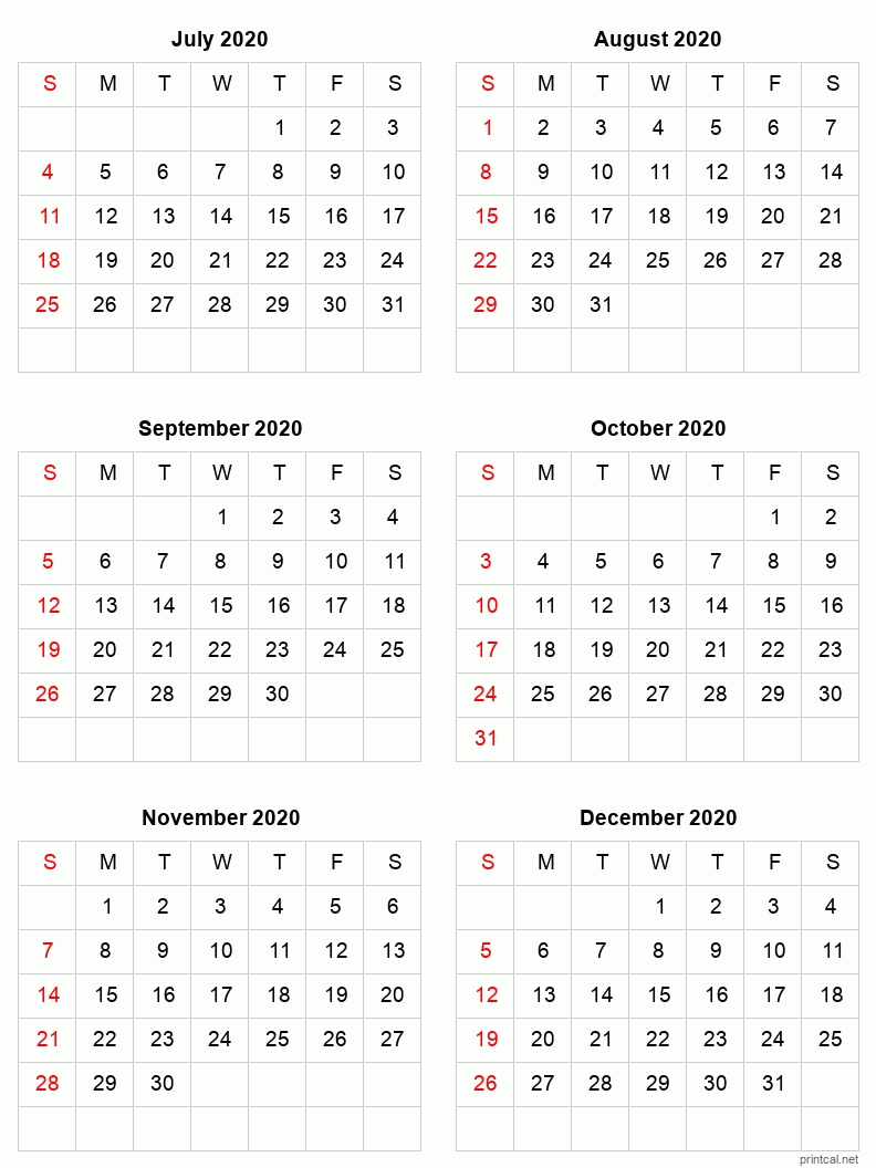 Printable Calendar 2021 6 Months | Printable Calendar 2021