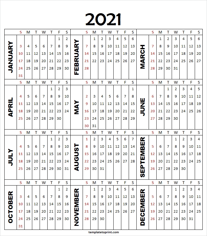 Printable Calendar 2021 A4 - 2021 Calendar Planner Printable