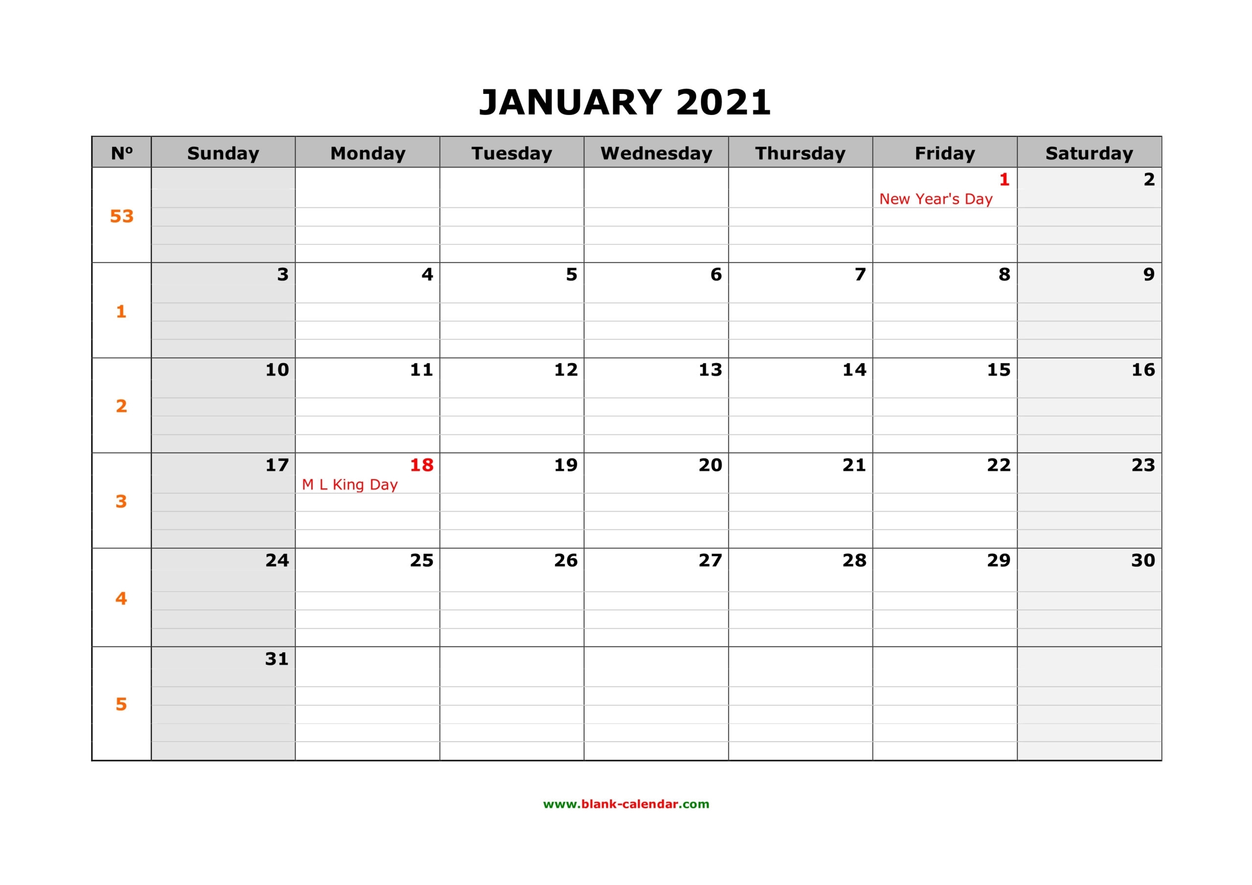 Printable Calendar 2021 Big | Printable Calendar 2021