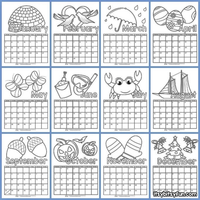 Printable Calendar For Kids 2019 | Kids Calendar, Coloring