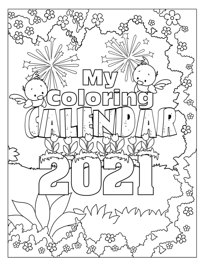 Printable Coloring Calendar 12 Month Calendar 2021 Desktop