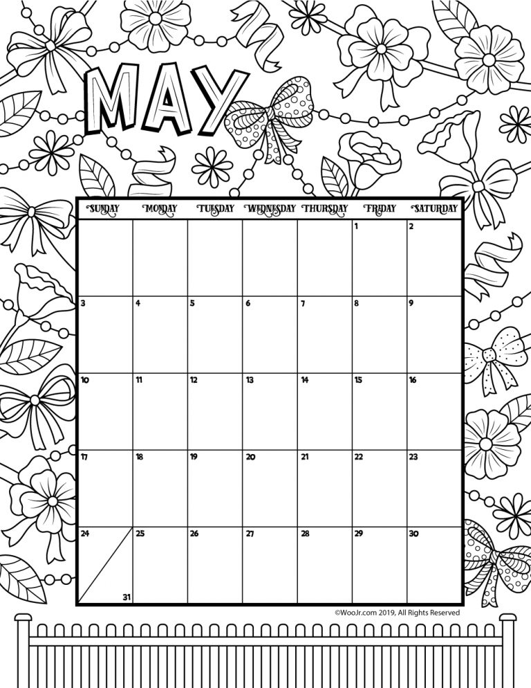 Printable Coloring Calendar For 2021 (And 2020!) | Woo! Jr