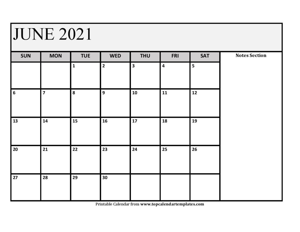 Printable June 2021 Calendar Template - Pdf, Word, Excel
