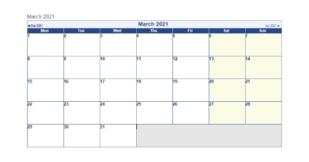 Printable March 2021 Calendar Word - 2021 Calendar