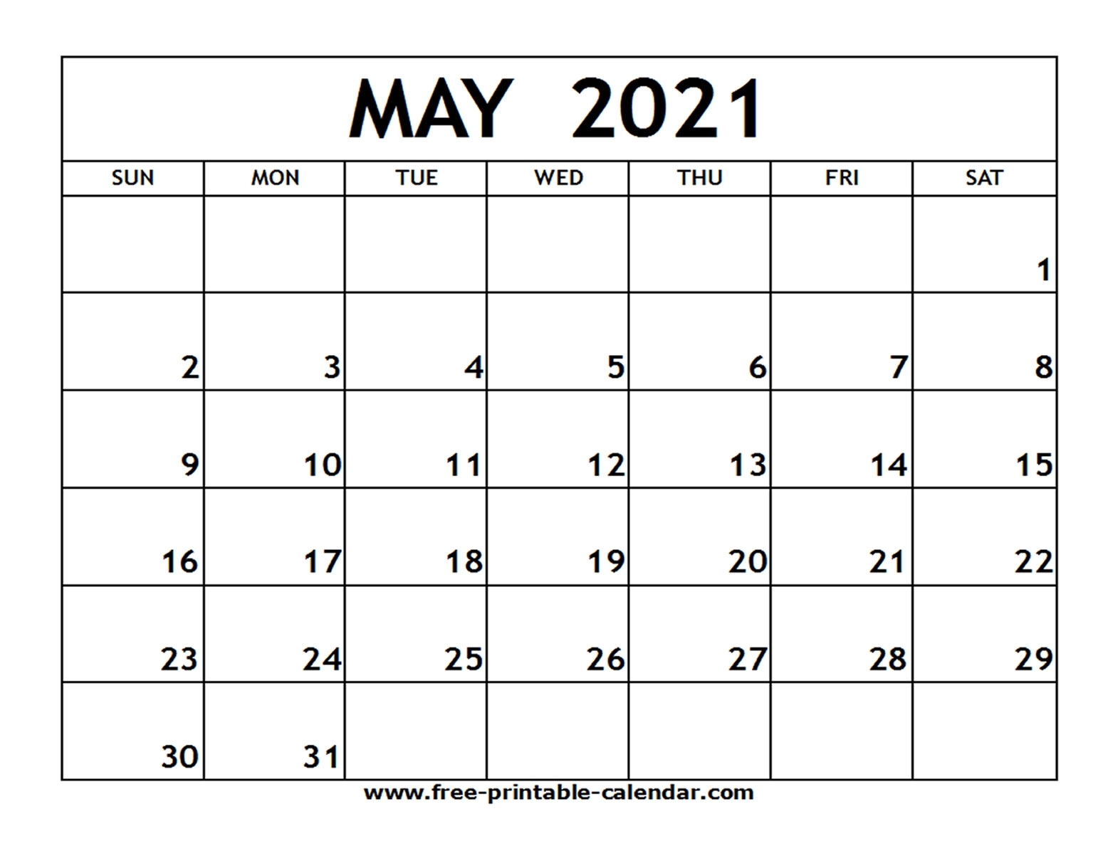 Printable May Schedule 2021 | Free Printable Calendar