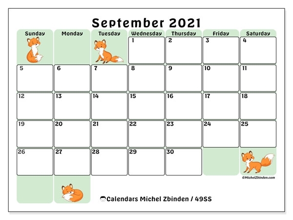 Printable September 2021 &quot;49Ss&quot; Calendar - Michel Zbinden En