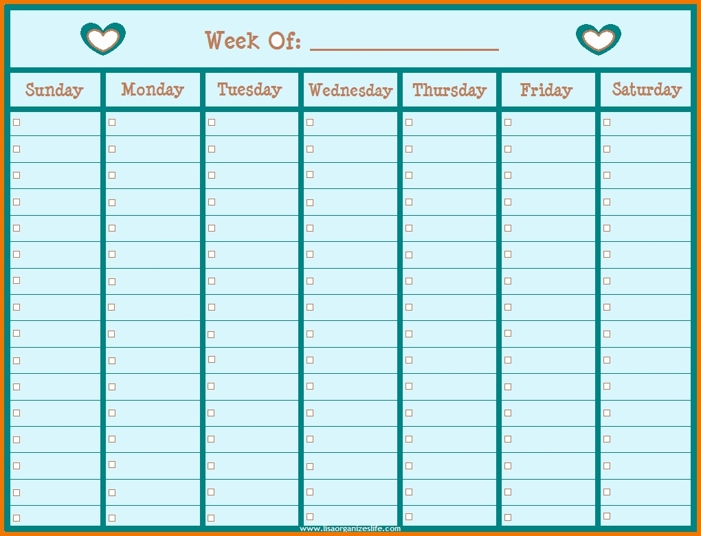 Printable Weekly Schedule With Hours Monday To Friday