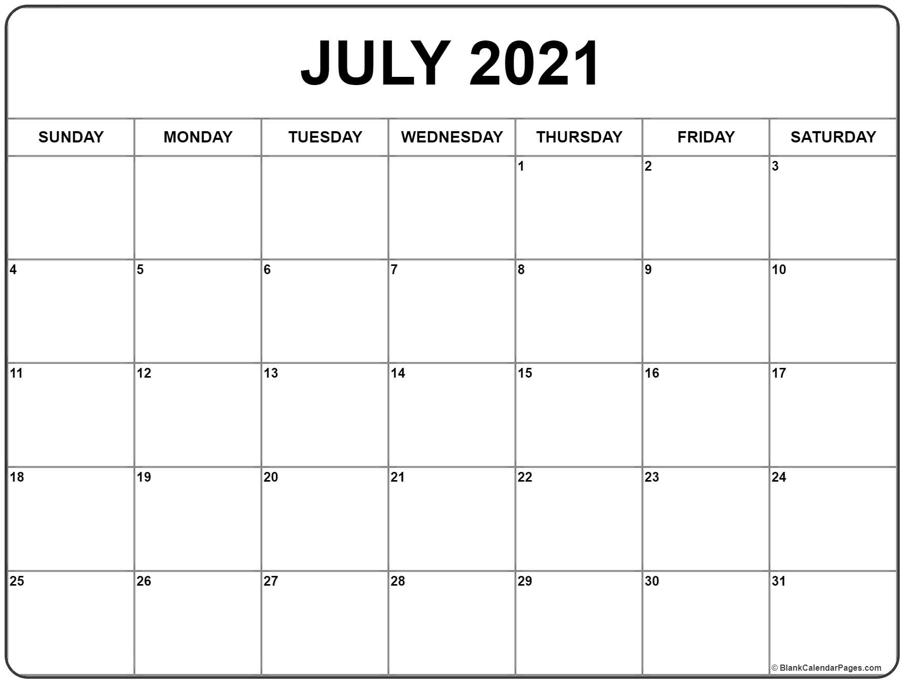 Printable Write In Calendar 2021 | 2021 Printable Calendars