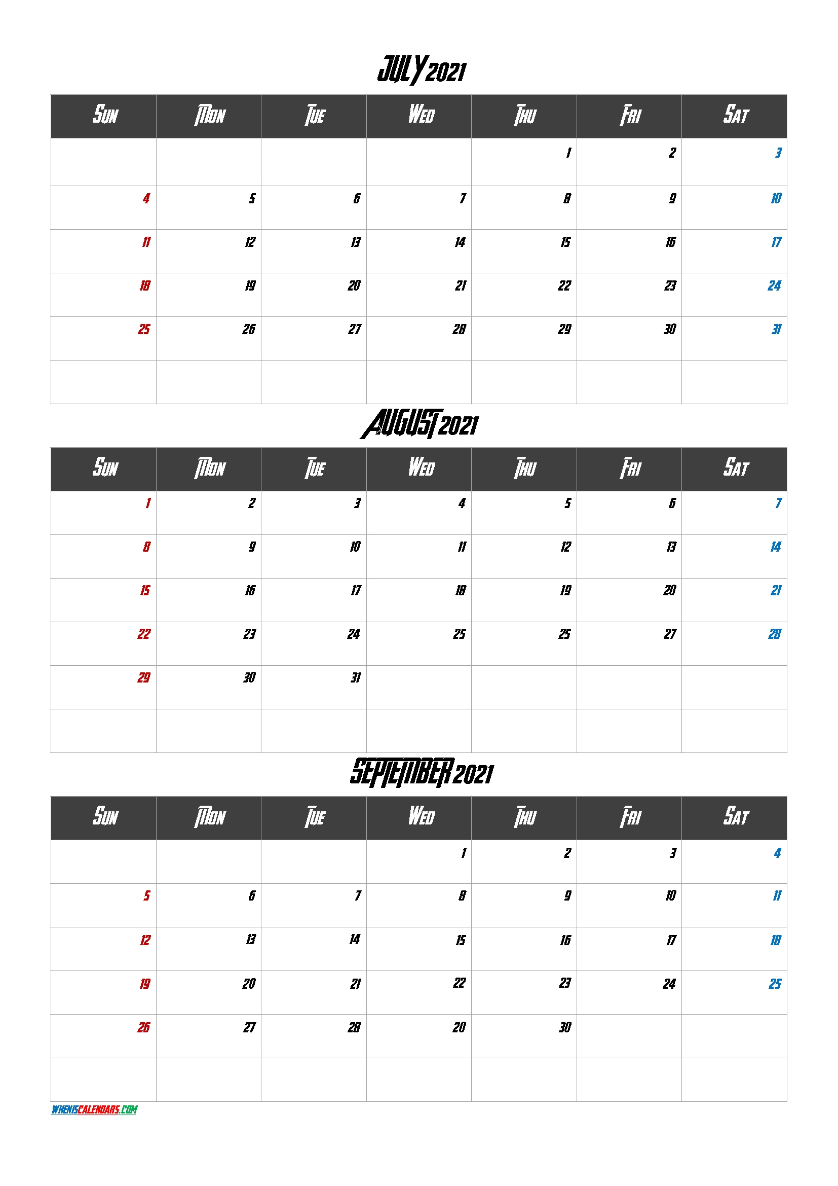 1st Quarter 2021 Calendar