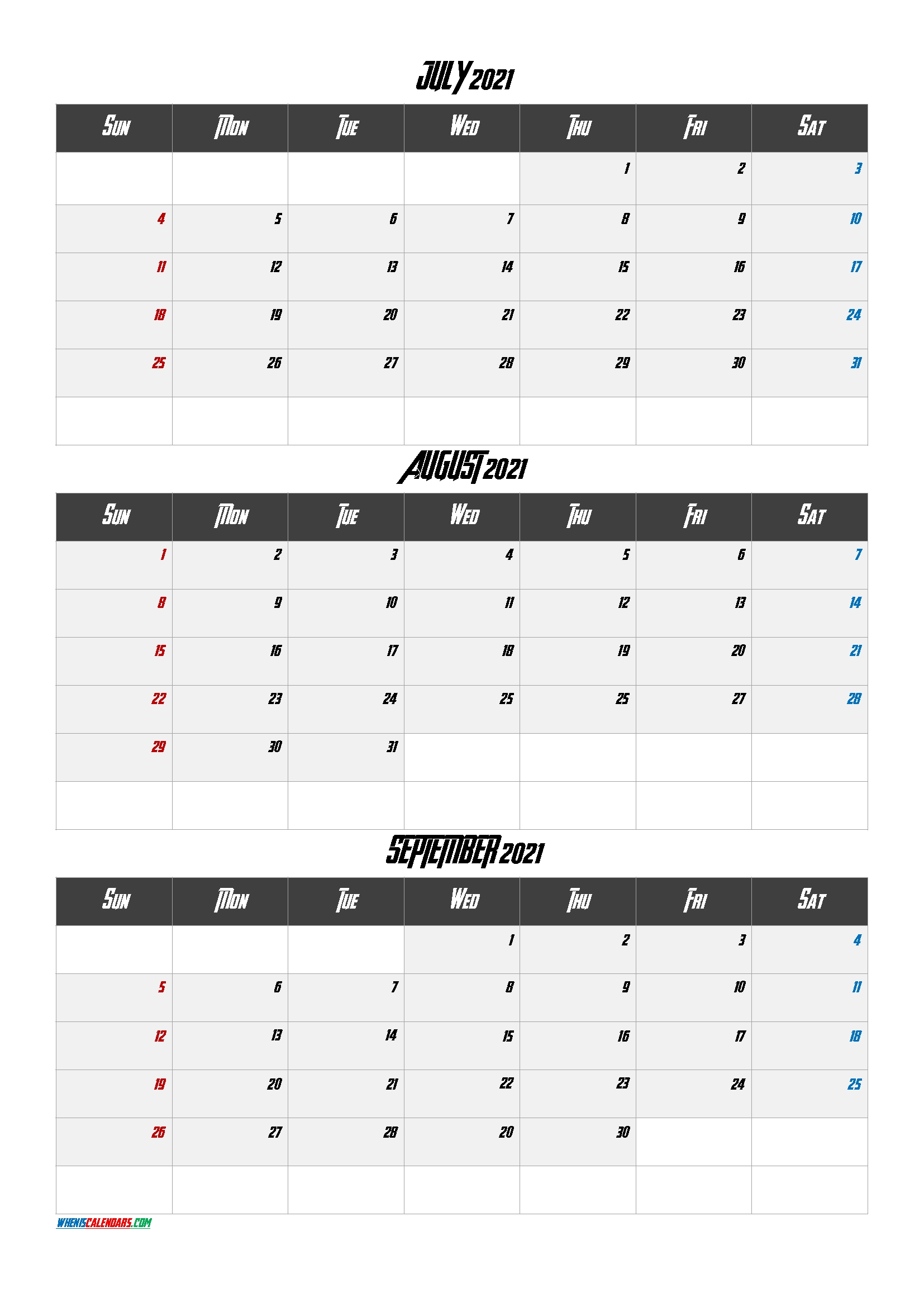 Q2 2021 Calendar | Empty Calendar