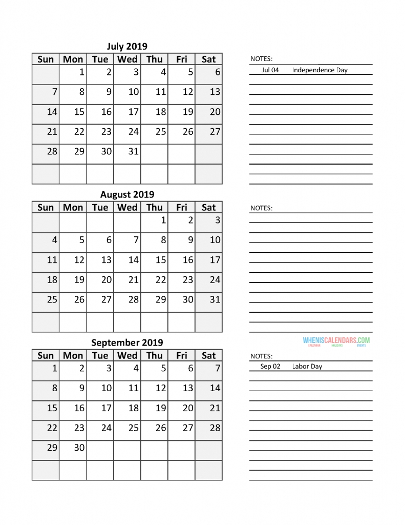 Quarterly Calendar 2019 With Holidays As Editable Files