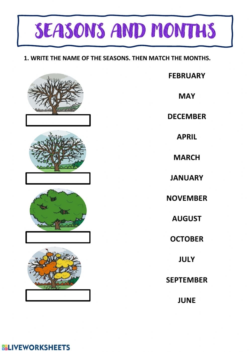 Seasons And Months Interactive Worksheet