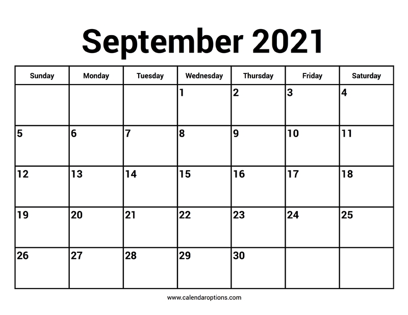 September 2021 Calendar - Calendar Options