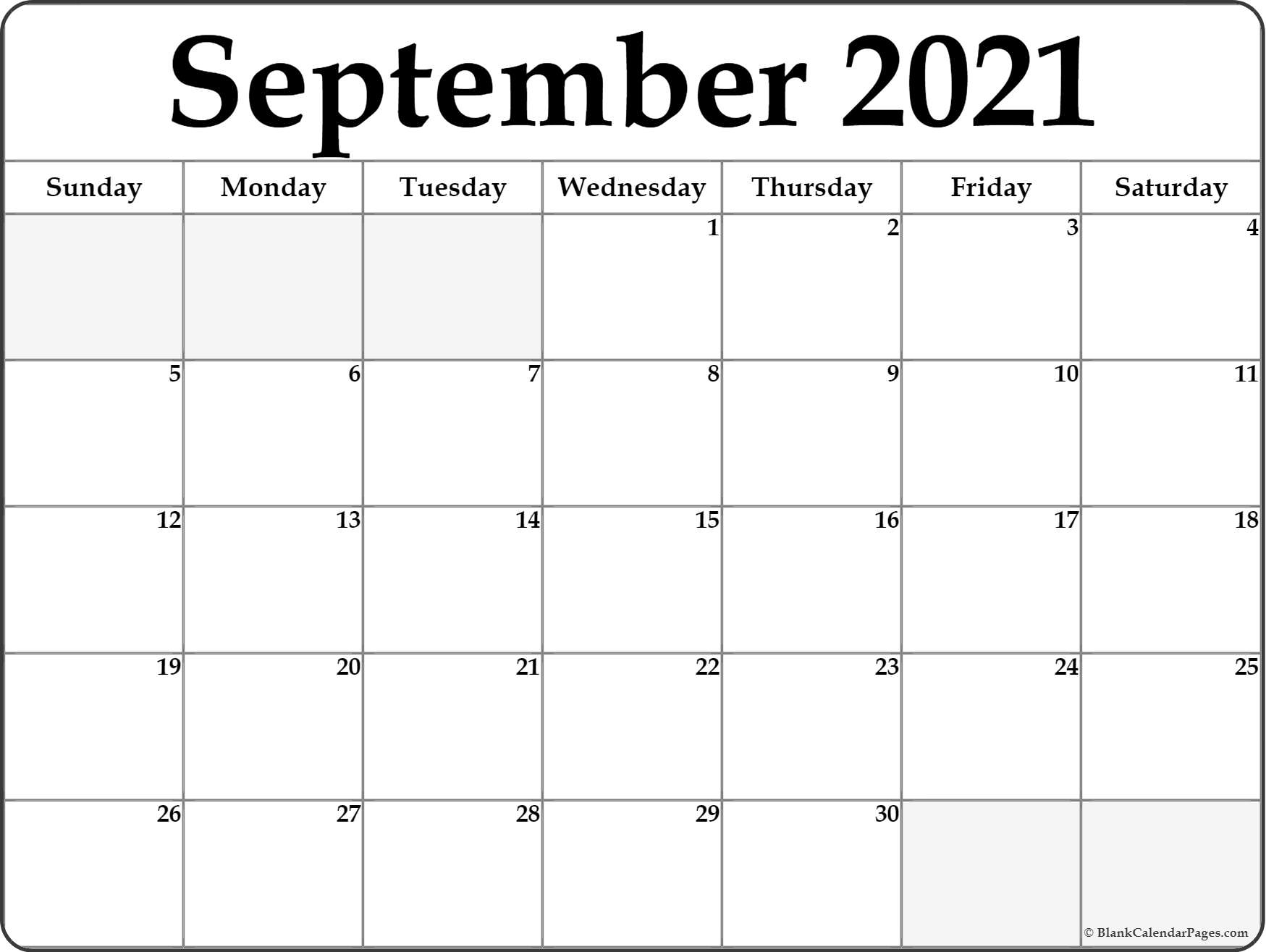 September 2021 Calendar | Free Printable Calendar Templates