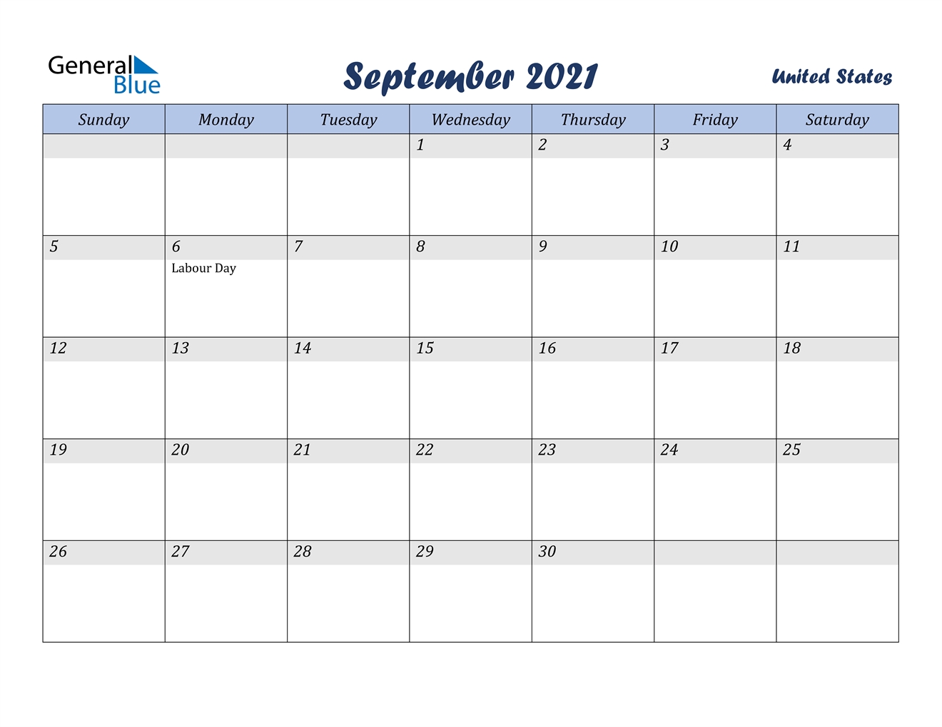 September 2021 Calendar - United States
