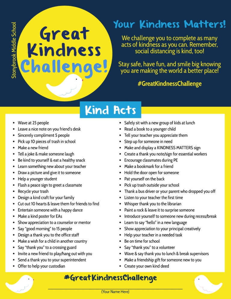 Sms Great Kindness Challenge! | Stonybrook Middle School