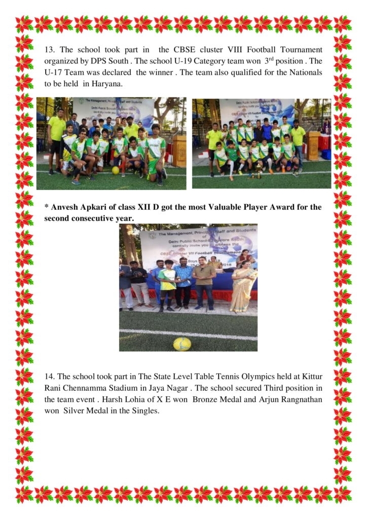 Sports News Letter -October-2018 - Dps Bangalore