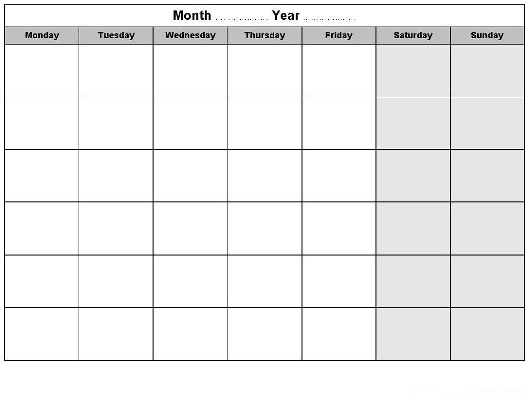 Sundat To Saturday Printable Monthly Blank Calendar