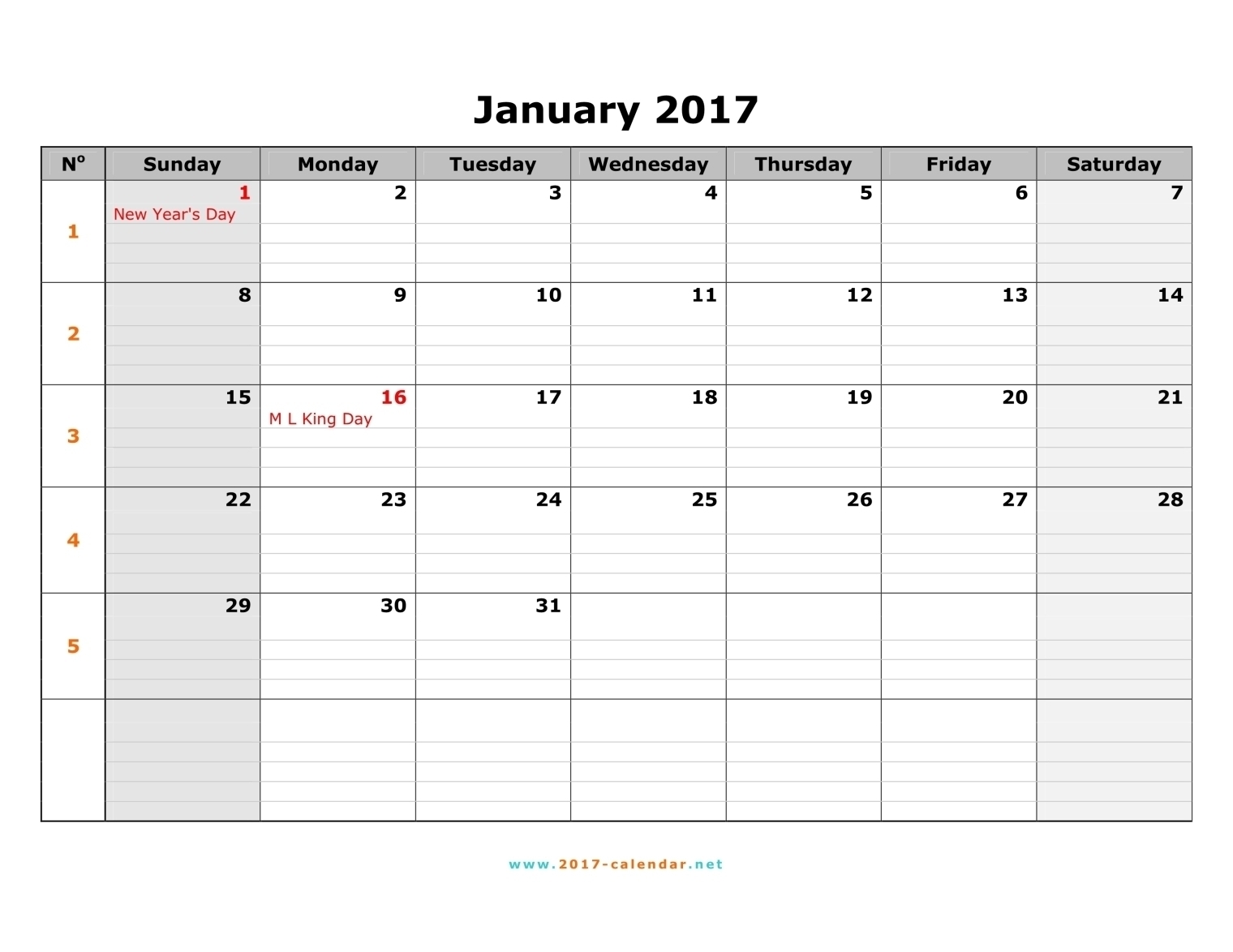 Sundat To Saturday Printable Monthly Blank Calendar