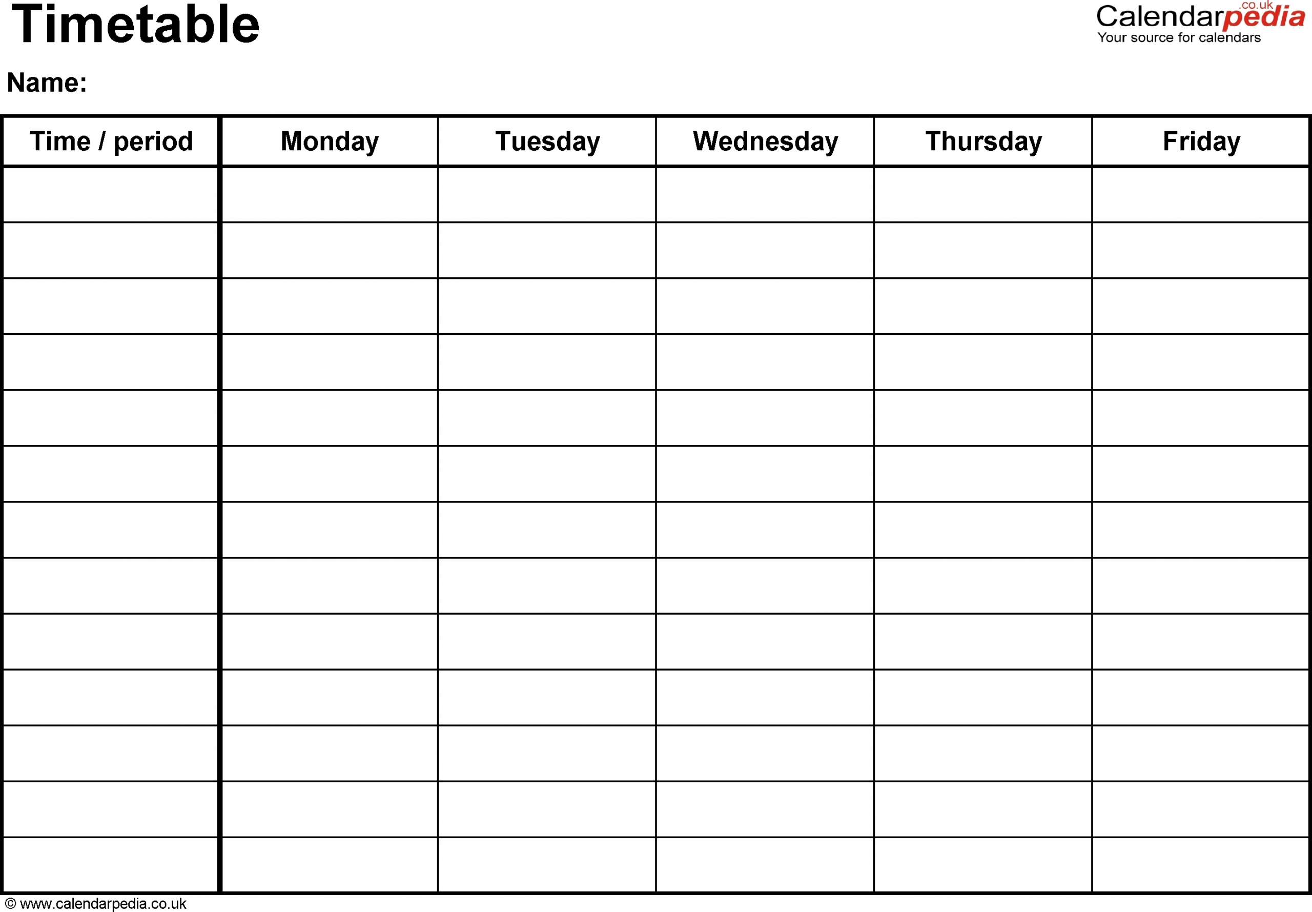 Template For Monday To Friday | Calendar Template Printable