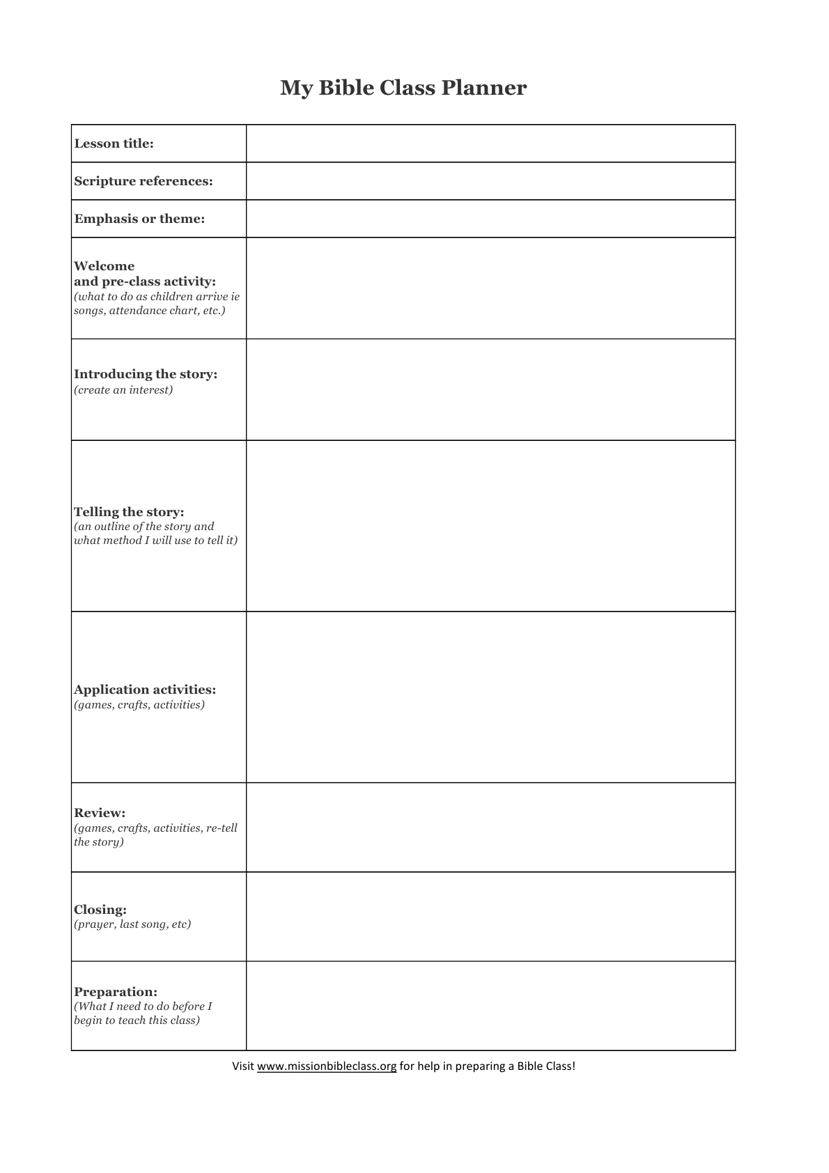 Template Printable For Monthly Calendar Lesson Plans For