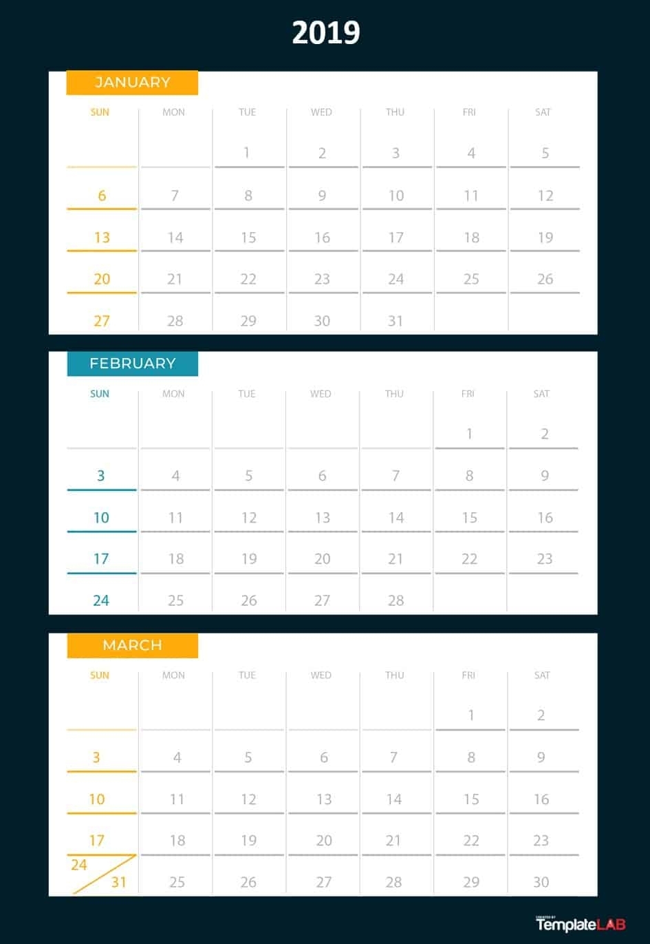 Three Month At A Glance Printable Calendar | Example