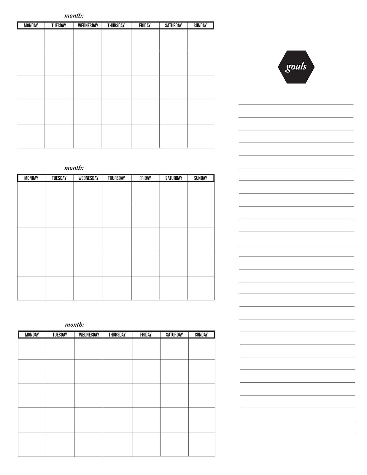 Three Month Calendar Template | Calendar Template