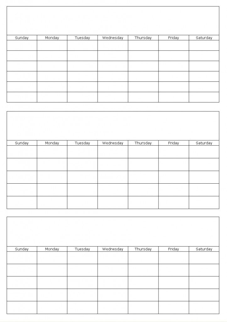 Three Months Blank Calendar Template Page - Custom