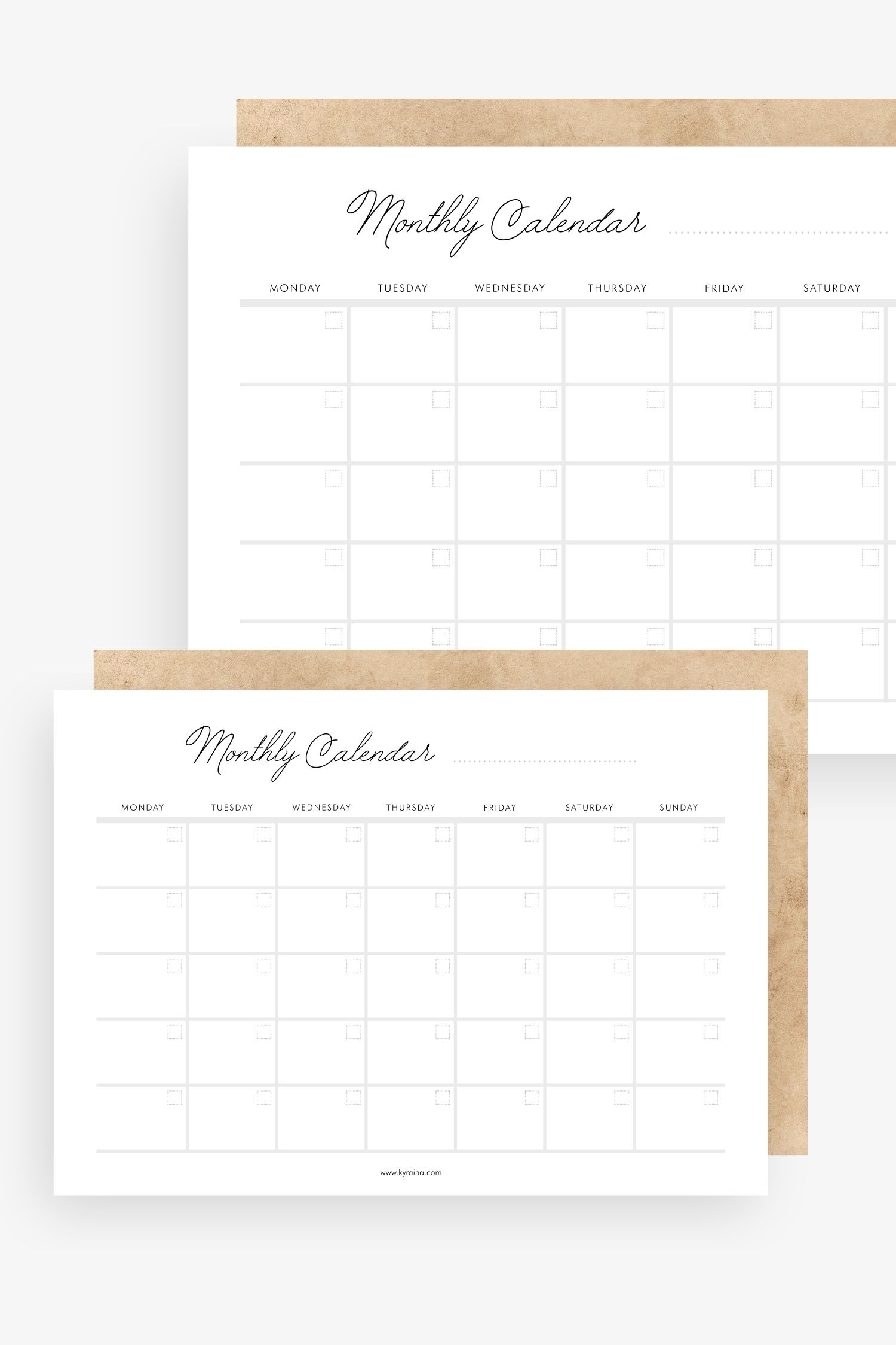 Undated Minimalist Monthly Calendar - 1 Page | Printable