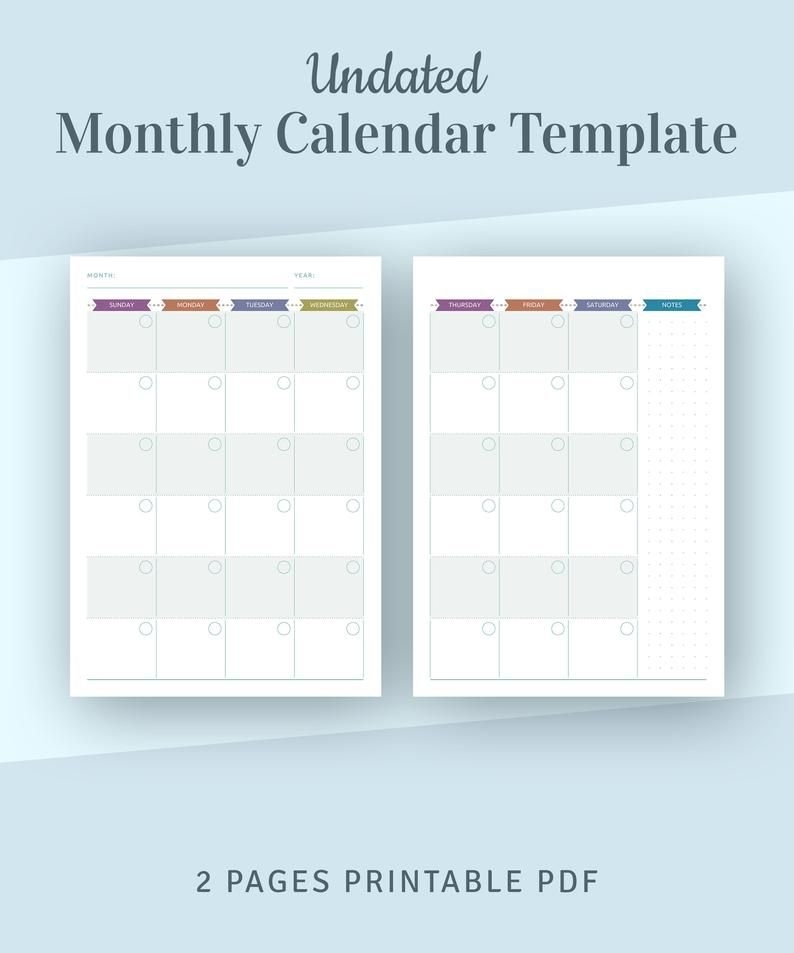 Free Undated Monthly Calendar Month Calendar Printable