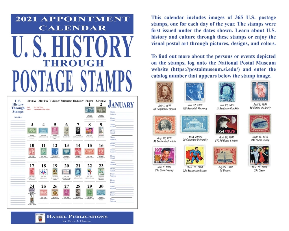 Us History Through Stamps 2021 Appointment Calendar